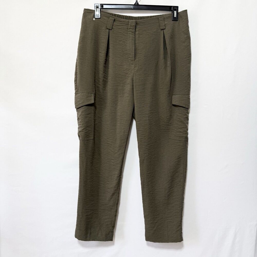 Chico's Textured Utility Ankle Cargo Pants High Waist Green Size 2R/ 12 Casual